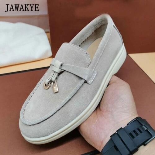 Autumn New Kids' Shoes Unisex Suede Metal Lock Children Flat Mules Round Toe Slip-on Ballets Flats Comfort Daily Dress Loafers