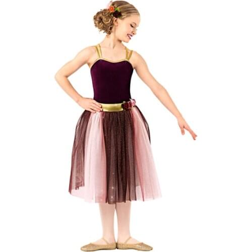 Kids Ballet Dance Dress 3 Layers Girls Dancing Performance Skirt Gradient Sprinkle Golden Suit Kids Stage Performance Wear D0436