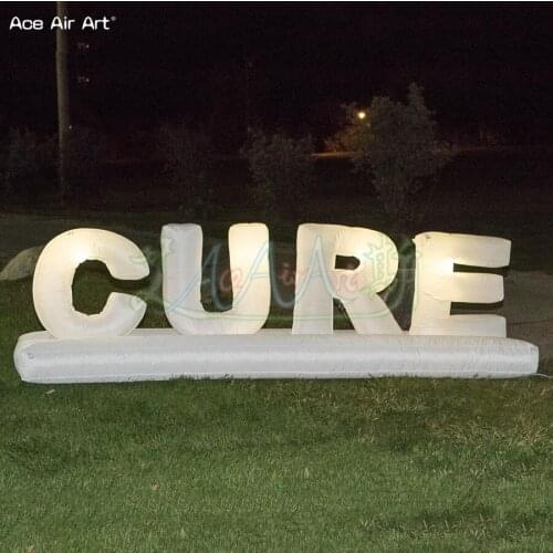 Elegant designed oxford inflatable letter"CURE"model,lighting words stands freely with base and fan for party events