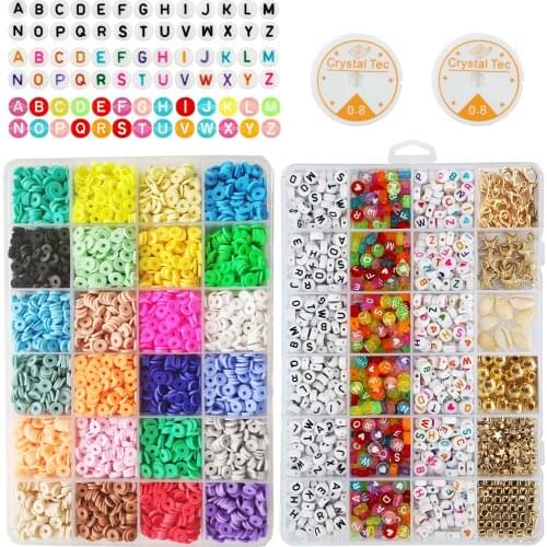 Jewelry Making Supplies Kit Accessories Polymer Clay Beads Spacer Letter Beads Material DIY Sets Loose Beads Jewelry Findings