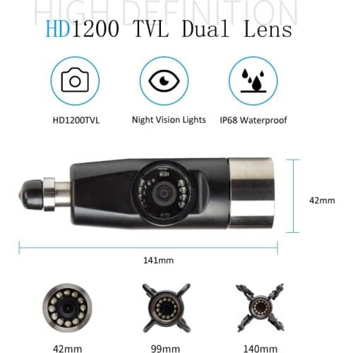 JTGOOD 42MM Dual Lens Inspection Camera Drain Pipe Sewer Snake Video Camera Head Wall Inspection Camera Replace Head Dual Camera