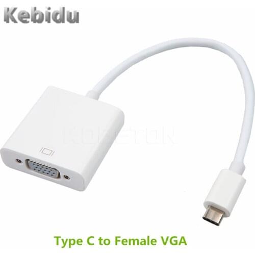 USB 3.1 Type C to VGA Adapter Cable USB-C Male To VGA Female Converter for Apple Macbook 12 Inch Chromebook Pixel