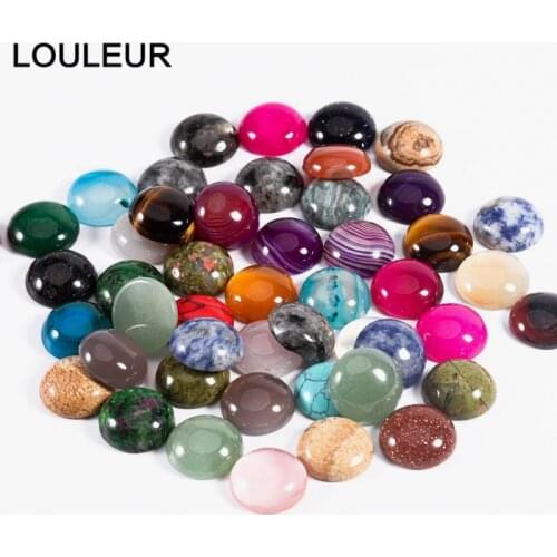 Louleur 10pcs/lot Natural Stone Cabochon 4 6 8 10 12mm 25 Patterns for DIY Ring Earring Bracelet Necklace Making Jewelry Finding