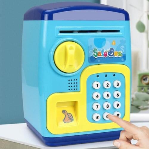 Cartoon ATMs Password Piggy Bank Smart Fingerprint Safe Storage Tank Kids Toy Simulation Model Kids Pretend Play Educational Toy