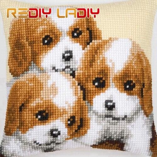 Cross Stitch Cushion Cover Kittens Poppies Sofa Pillow Chunky Cross-Stitch Kits Acrylic Yarn Pillow Case Home Decor Art & Crafts