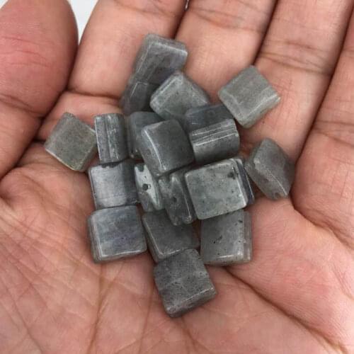 Natural labradorite Square Beads Cabochon Shape For Handmade Bracelet DIY Jewelry Making Semi-Precious Stone Accessories 10Pcs