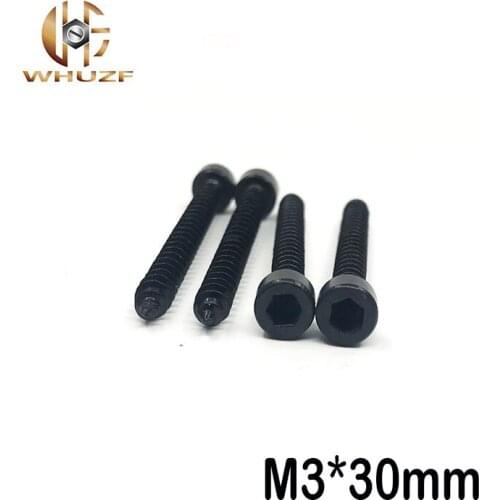 M3*30mm 100pcs M3 X30 Carbon Steel Black Hexagon Socket Cap Head self tapping screw Model Screw