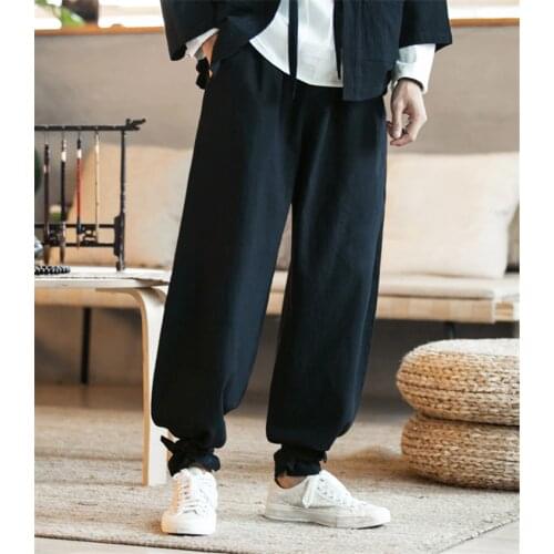 2020 Summer mens Brand Casual Harem Pants Jogger Pants wide leg Trousers plus size cotton linen pants 5xl 6xl 7xl