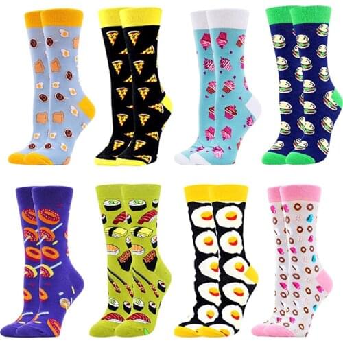 5 Pairs Men Cotton Novelty Funny Socks With Print Cute Colorful Cartoon Food Avocado Women Sock Happy Casual Harajuku Crew Socks