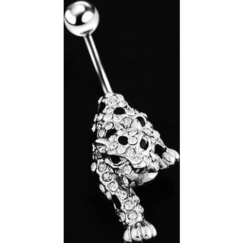 New Leopard Head Fashion Design Navel Belly Button Rings Steel Bars Piercing Body Jewelry C66