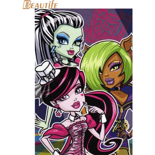 New Arrival Monster high Poster Cloth Silk Poster Home Decoration Wall Art Fabric Poster Print 30X45cm,40X60cm.50X75cm,60X90cm