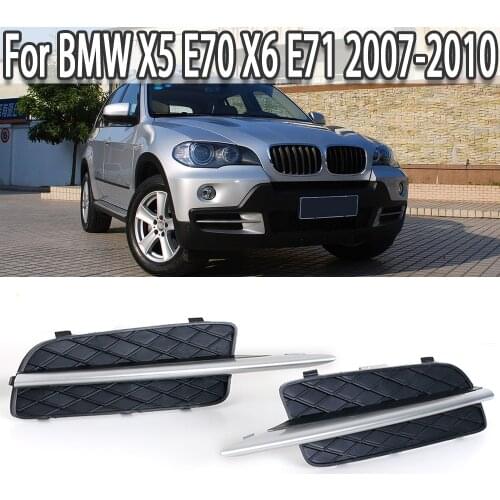 K-Car Front Bumper Grille Insert Trim Fog Light Cover Frame For BMW X5 E70 X6 E71 2007 2008 2009 2010