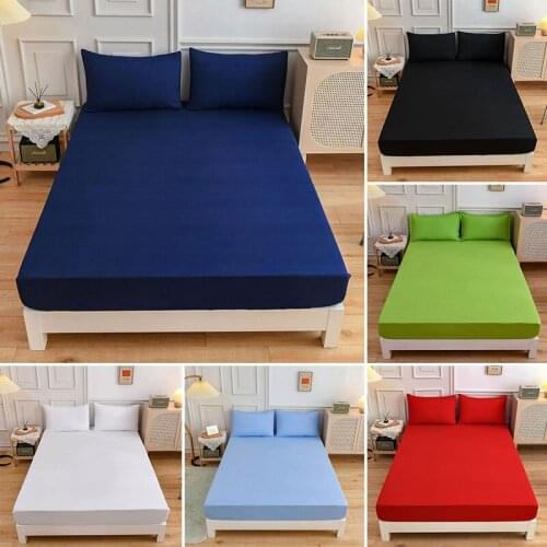 4 Sizes of Solid Color Cotton Fitted Sheet With An Elastic Band Bed Sheet Solid Color Mattress Cover Queen Size Bedspread