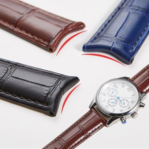 Curved End Arc interface Genuine Leather Watch Strap 19mm 20mm 21mm 22mm Watch Band for Tissot Seiko Watchband Accessories