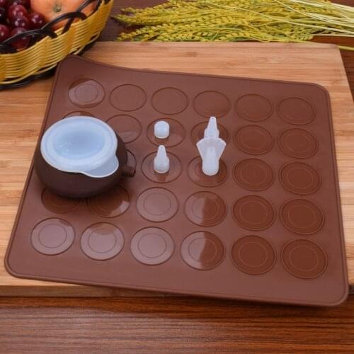 Silicone Macaron Kit Baking Mold Set,30 Cavity Macaroon Mat & Dessert Decorative Nozzle Tool Baking Mat Sheet Oven SQ301