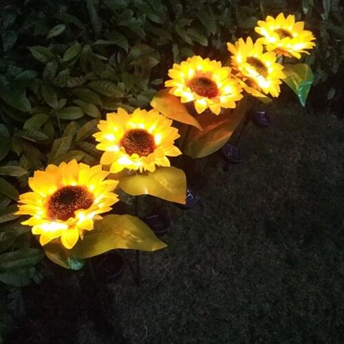 LED Solar Power Sunflower Lawn Lamp Stake Lights Outdoor Garden Path Luminous LED Lamps Landscape