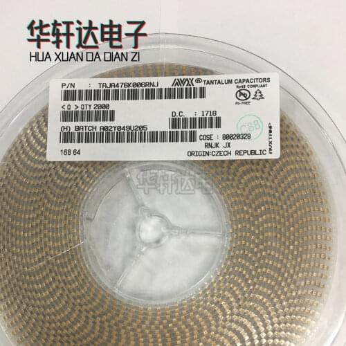 Tantalum capacitor type A_3216 476K (47uF) 6.3V ± 10% Type A_3216 476M (47uF) 6.3V ± 20% Type B_3528 106K (10uF) 25V ± 10