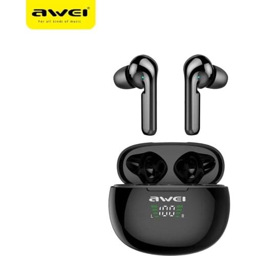 AWEI TWS Earbuds Wireless Earphone LED Display Bluetooth Headphones Touch Control Earphone Waterproof IPX5 T15P