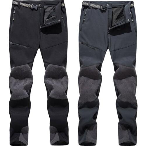 Outdoor Hiking Pants Men Warm Windbreaker Waterproof Climbing Trousers Fishing Skateboard Travel Soft Shell Mountaineering Pants