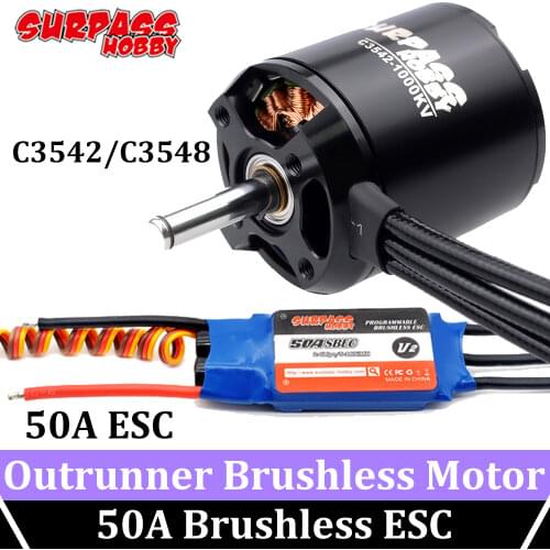 SURPASS HOBBY 2826 (C3542 C3548) Outrunner Brushless Motor 50A Brushless ESC BEC for RC Model Airplanes Fixed-wing Multicopter