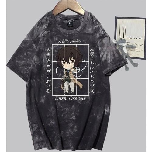 Japanese Hot Anime Bungo Stray DogsT-shirt Unisex Harajuku Clothes Dazai Tie Dye Short T-Shirt