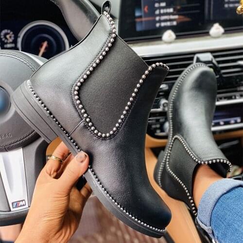 Ladies Cool Ankle Boots Autumn Winter Chelsea Boots Fashion Women Casual Footwear 2021 New Low-heeled Leather Shoes