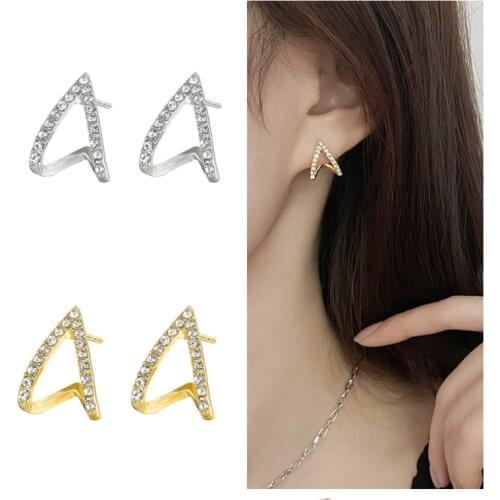 2021 New Arrival Silver Plated Earrings For Women Jewelry Fashion Cubic Zirconia Gold Stud Earring For Lady Piercing Accessories