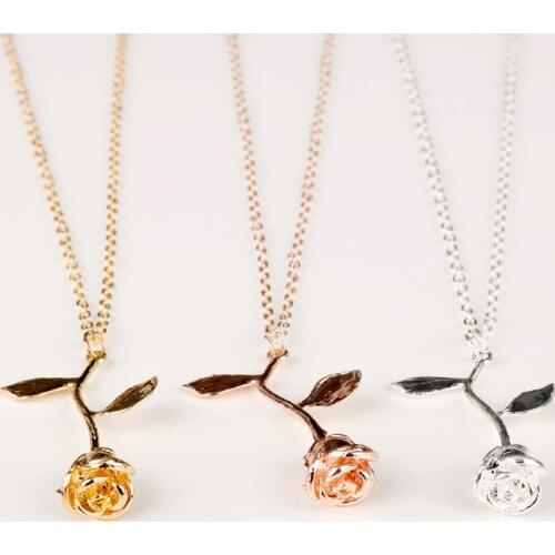 Anime movieWomen Necklace 3D Metal Rose Flower кулон Chains цепи брелок 1pc Wholesale Aesthetic Choker Jewelry Gift