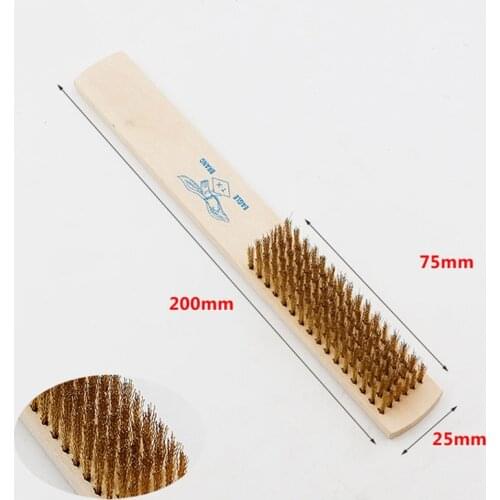 1pcs 6x16 Row Wood Handle Brass Wire Brush Copper Brush for Industrial Devices Surface/Inner Polishing Grinding Cleaning Brush