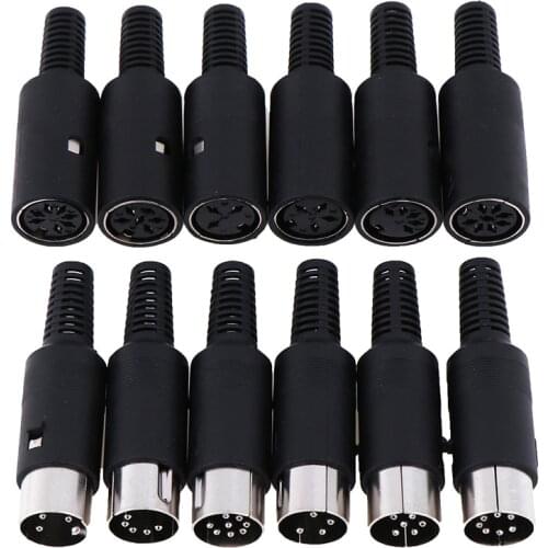 1Pc Male/Female DIN Plug Socket Connector Chassis Cable Mount 3/4/5/6/7/8 PIN