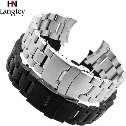 18 20 22 24mm Watchband Universal Arc Interface Stainless Steel Wristband Safety Folding Buckle High qaulity Straps With Tool