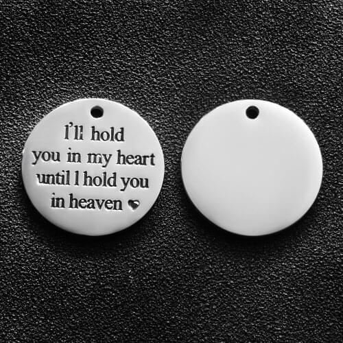 2Pcs/lot New Fashion I Will Hold You In My Heart Until I Hold You In Heaven Pendants For Mens Womens DIY Jewelry Gift