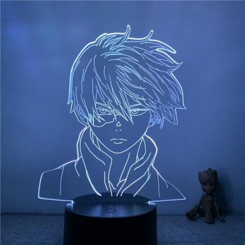 3D Lamp Action Figure My Hero Academia Todoroki Shoto Ice Fire LED NightLight 7 Colors Touch Table Room Decor Night Light Gift