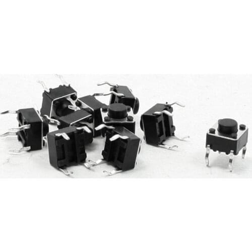 50pcs 6x6x5mm Round Pushbutton 4-Pins DIP PCB Momentary Tact Tactile Switch