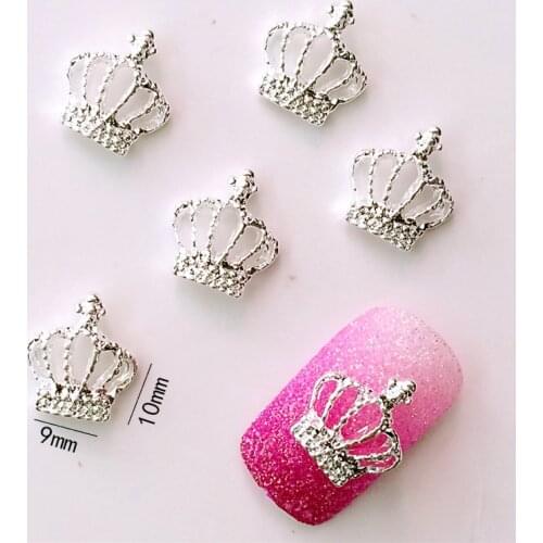 50pcs/pack Japan Korea Alloy Nail Art 3D Silver Hollow Crown Metal Accessorie Decoration for Phototherapy Nail Sticker DIY