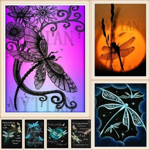 5d diamond painting dragonfly pettern full square/round drill mosaic artwork 3d round diamond embroidery scenery crafts stickers