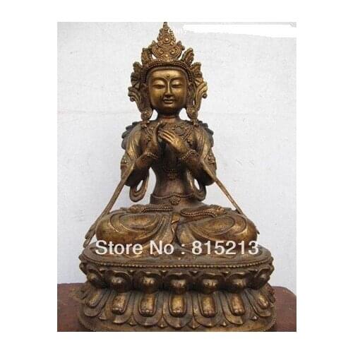 Bi00357 Tibet Buddhism bronze Copper Manjusri Kwan-Yin Guan Yin Avalokitesvara statue