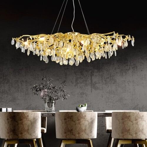 Nordic Large Luxury Chandelier Lighting Gold Crystal Chandeliers Living Room Decorative Lobby Living Room Art Deco Hanging Lamps