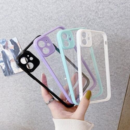 Colorful Bumper Shockproof Phone Case For iPhone 12 Mini 11 Pro Max XR X XS Max 8 7 Plus SE2020 Lens Protection Clear Back Cover