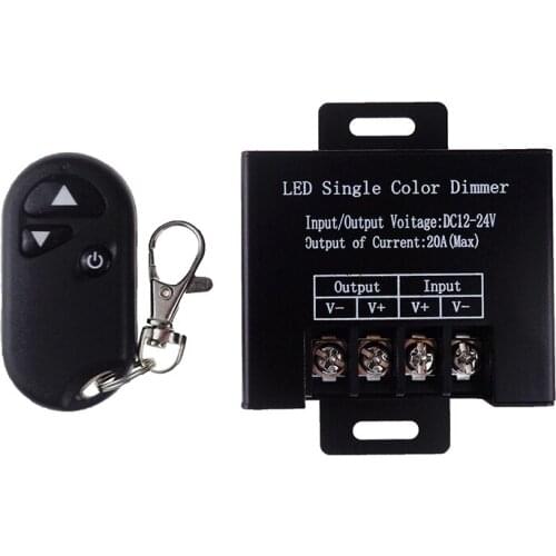 DC12-24V 20A LED Single Color LED Dimmer Controller with RF Wireless Remote for Single Color LED Strip Light Free Shipping