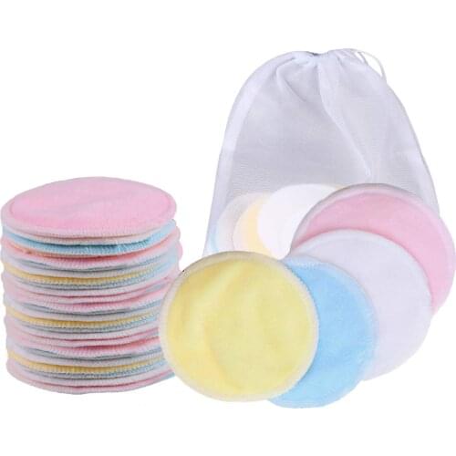 10/16/20Pcs Makeup Remover Pads Reusable Cotton Pads Make Up Facial Remover Bamboo Fiber Facial Skin Care Wipe Pads with bag