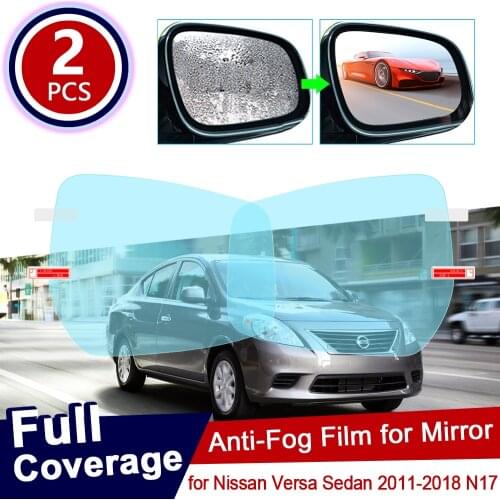 For Nissan Versa Sedan 2011~2018 N17 Full Cover Anti Fog Film Rearview Mirror Accessories Waterproof Rainproof Car Sticker 2017