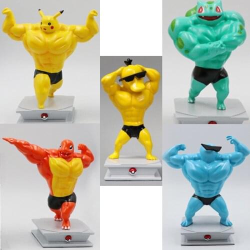 Pokemon Pikachu Figure Funny Muscle Man Charmander Squirtle Bulbasaur Toys