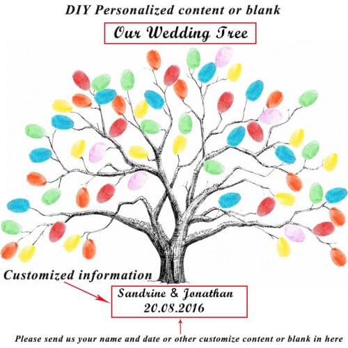 HAOCHU Canvas Painting Wedding Tree Fingerprint Signature Meaningful For Wedding Gift Event Bridal Shower Marriage Decorations
