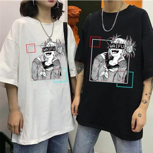 Harajuku my hero academia Unisex T-shirt Japanese Anime Himiko Toga Printed Mens T-shirt Streetwear Casual tops