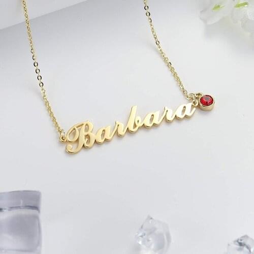Personalized Custom Necklace Stainless Steel Name Neckalces Birthday Stone Letter Pendant Necklace Customized Jewelry For Women