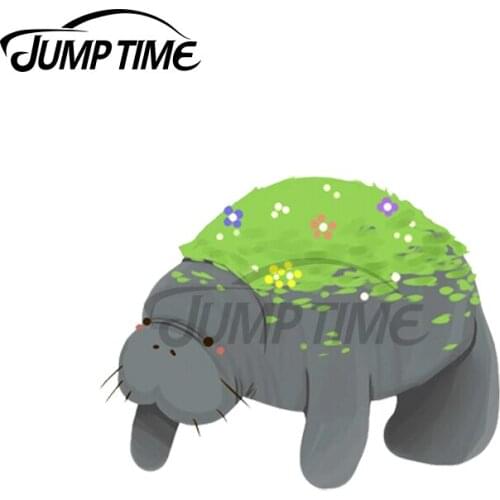 JumpTime 13 x 4cm For Flower Manatee Windshield Car Stickers Comical Decal Vinyl Material Waterproof Decals Sunscreen Decoration