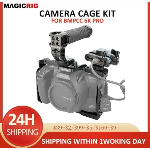 MAGICRIG Bmpcc 6k Pro Cage , for Blackmagic Design Pocket Cinema Camera 6K Pro With NATO Top Handle & NATO Rail & T5 SSD Holder