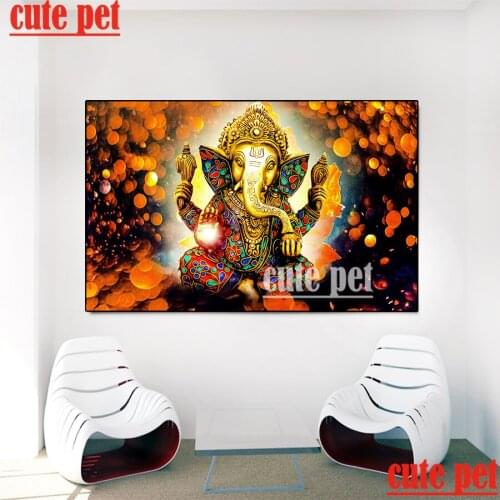 Ganesha king god of wealth buddha religion wallpaper Decorative painting art diamond painting square drill round diamond Mosaic