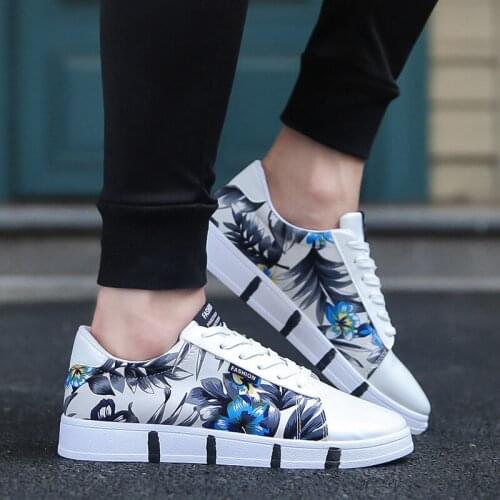 New High Quality Brand Men Casual Shoes Hot Sale Fashion Floral Casual Men Shoes Breathable Spring Autumn Canvas Shoes Men Casua